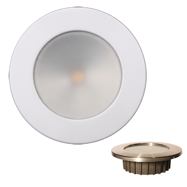 Lunasea Lighting ZERO EMI Recessed 3.5 LED Light-Warm White w/White SS Bezel-12VDC LLB-46WW-0A-WH